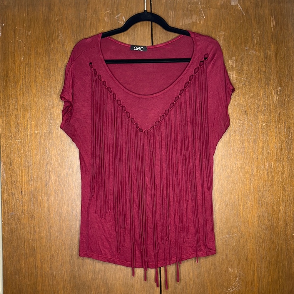 Burgundy fringe top